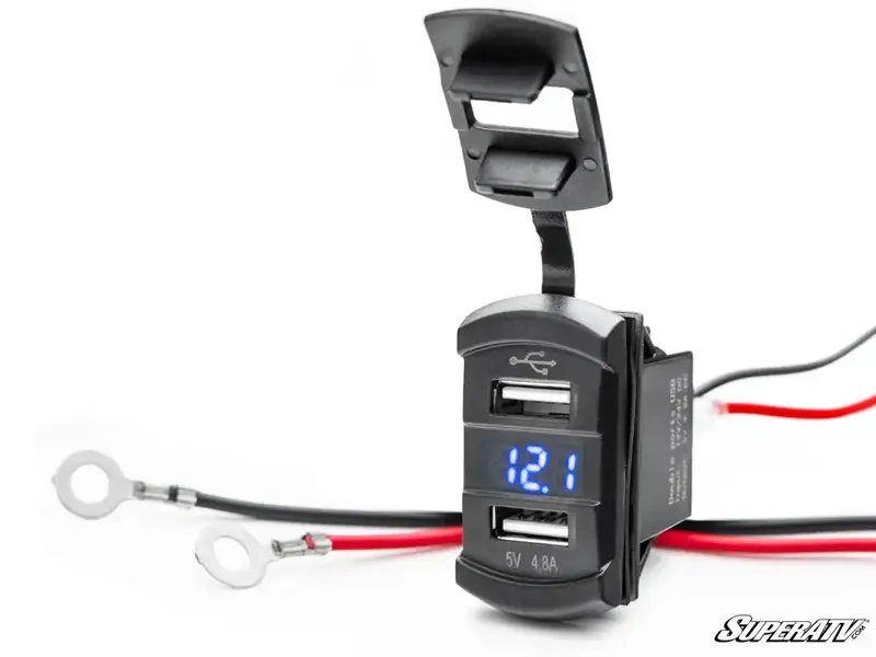 12 V Utv Voltmeter And Dual Usb Charger 1