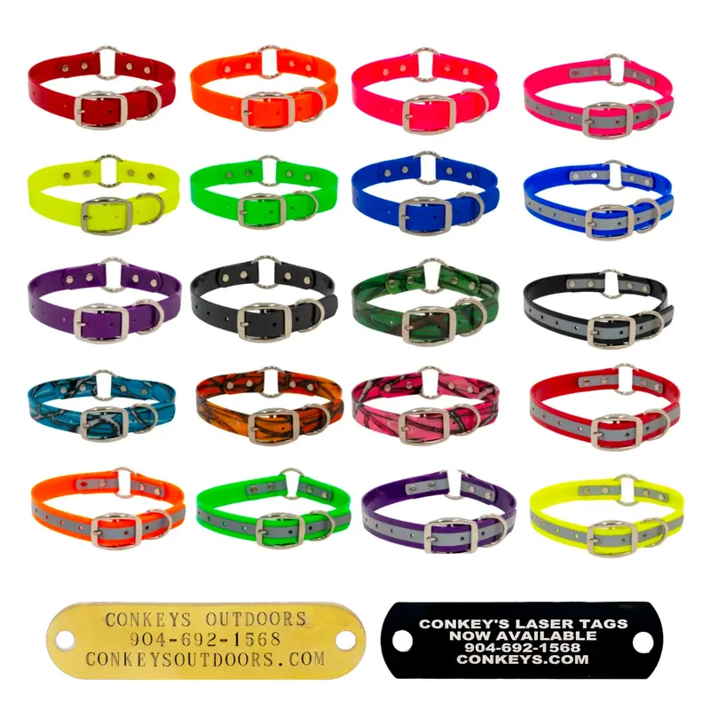 18" Day Glo Collar With D Ring & Center Ring - 1” Wide 1