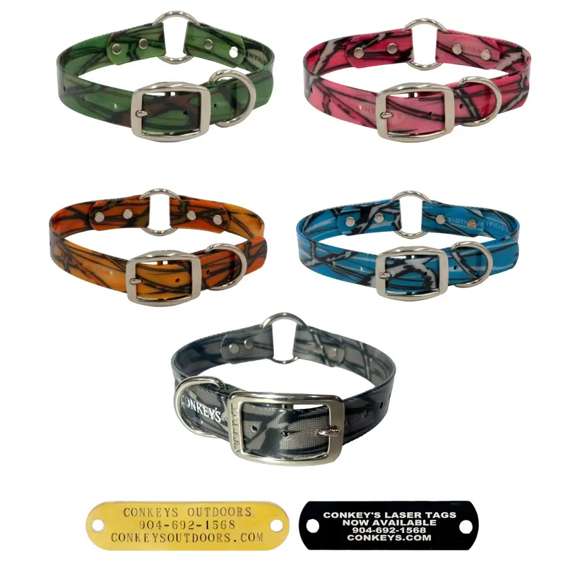 18" Day Glo Collars With D & O Rings- Camo - 1” Wide 1