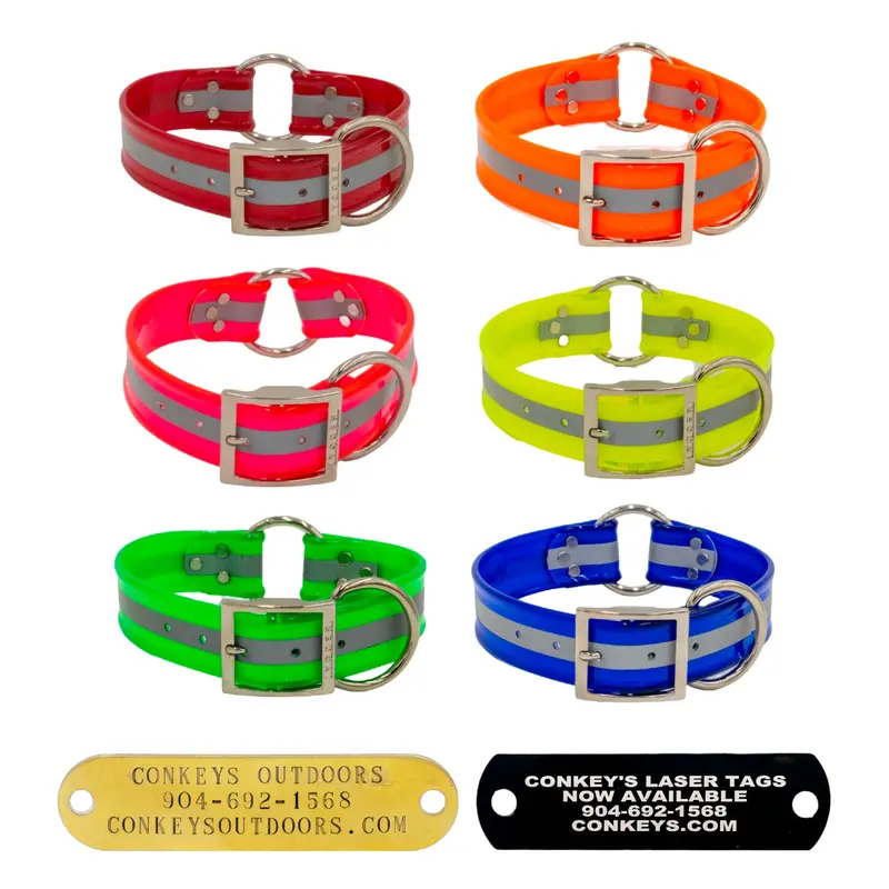21" Day Glo Dog Collar With D-Ring & Center Ring- 1.5" Wide 1