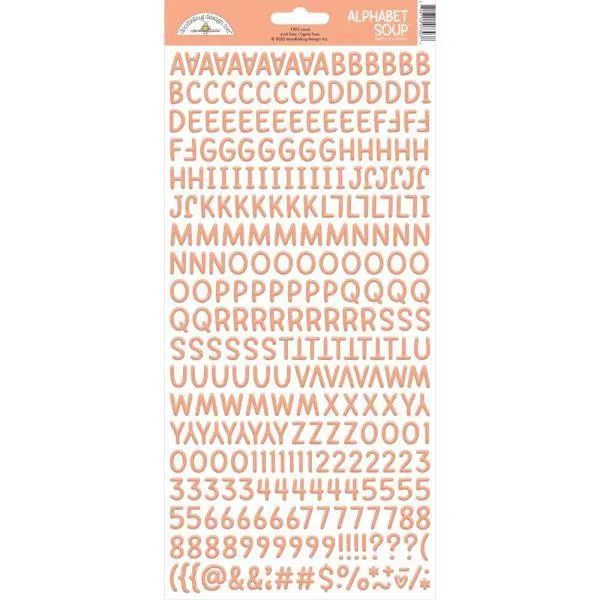 Alphabet Soup Puffy Alpha Stickers - Coral 1