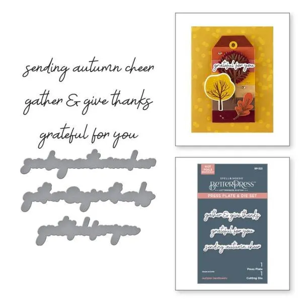 Autumn Archives Collection - Autumn Sentiments Betterpress Plate & Die Set 1
