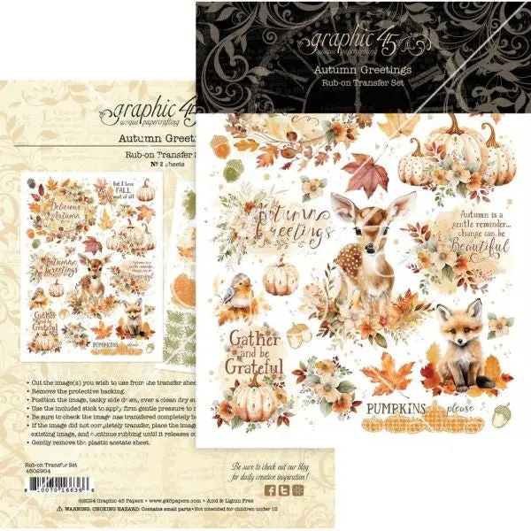 Autumn Greetings - Rub On Transfers 1