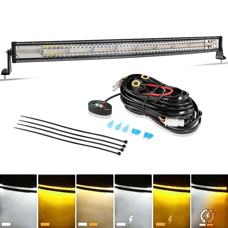 Auxbeam 42" White & Amber Light Bar – 6 Modes 1