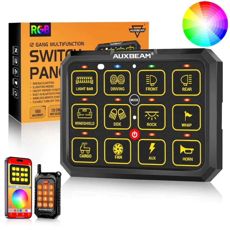 Auxbeam Ac-1200 Rgb Switch Panel – 12-Gang, App + Remote 1