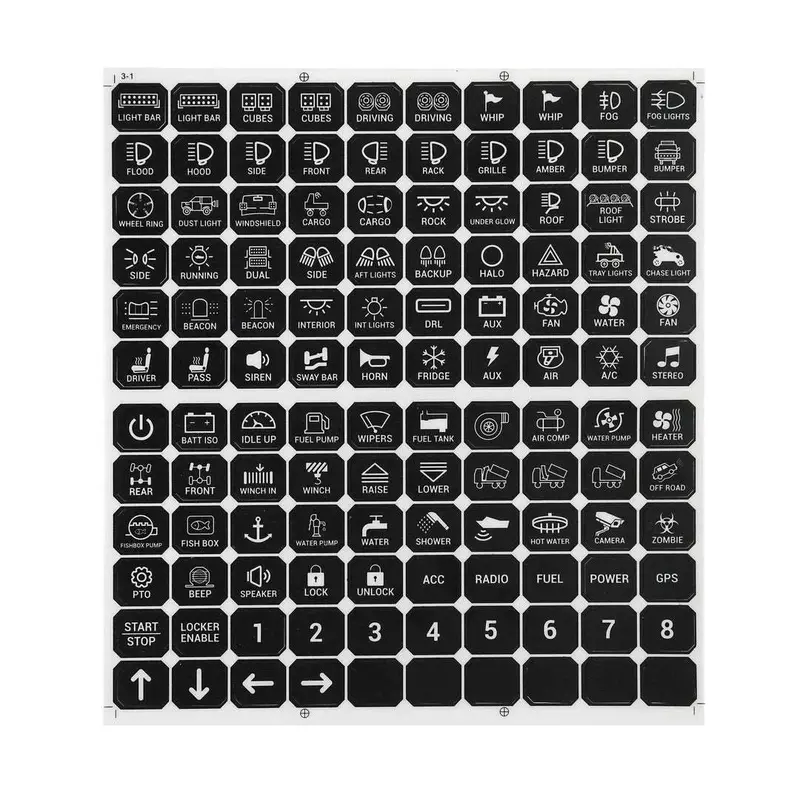 Auxbeam Universal Switch Panel Stickers – 120 Icons 1