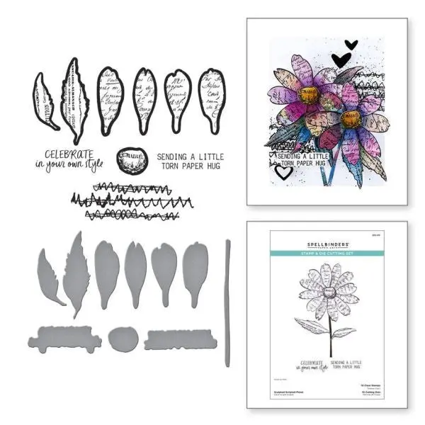 Beautifully Imperfect Collection - Sculpted Scripted Floral Clear Stamp & Die Set 1