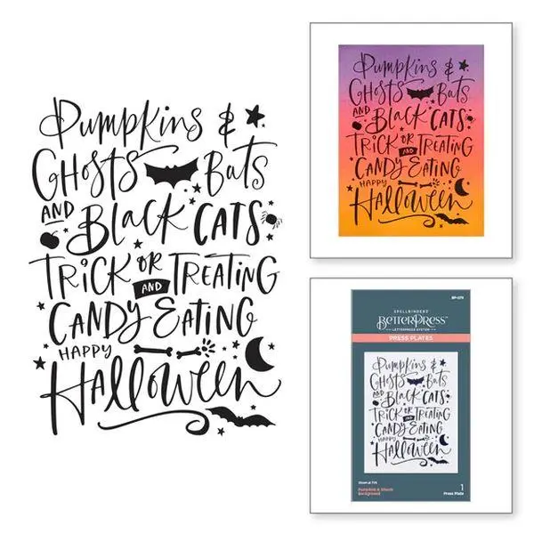 Betterpress Halloween - Pumpkins & Ghosts Background Press Plates 1