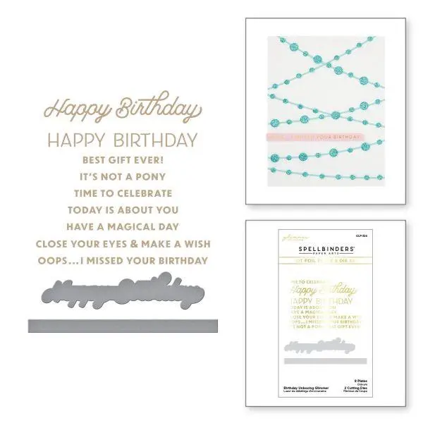 Birthday Celebrations Collection - Birthday Unboxing Glimmer Hot Foil Plate & Die Set 1