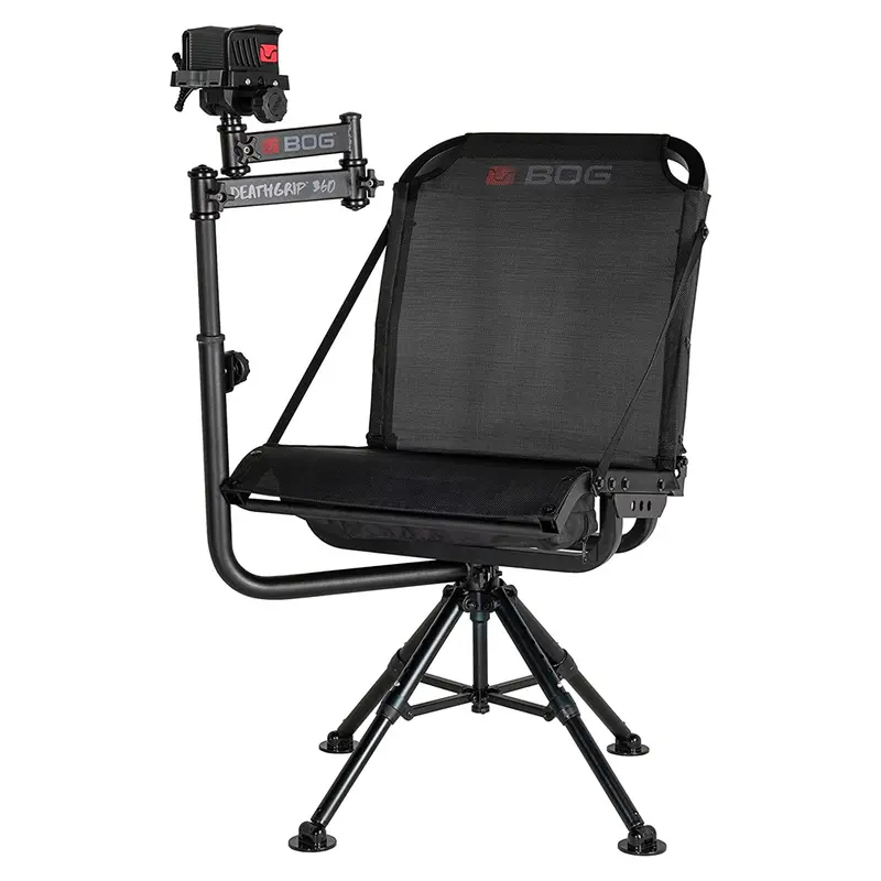 Bog-Pod Deathgrip 360 Shooting Rest Chair, Black Aluminum, Extendable Leg Height, 400Lbs. Weight Capacity 1