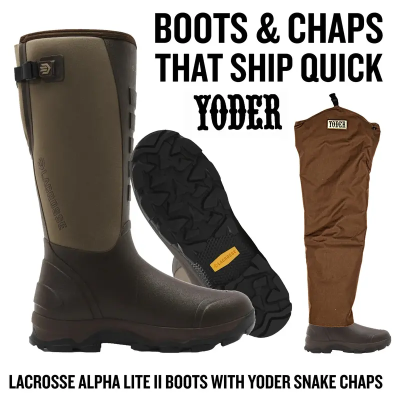 Boots & Chaps That Ship Quick - Lacrosse Alpha Lite Ii Boots With Yoder Snake Chaps 1
