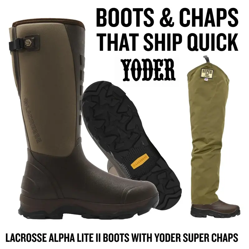 Boots & Chaps That Ship Quick - Lacrosse Alpha Lite Ii Boots With Yoder Super Chaps 1