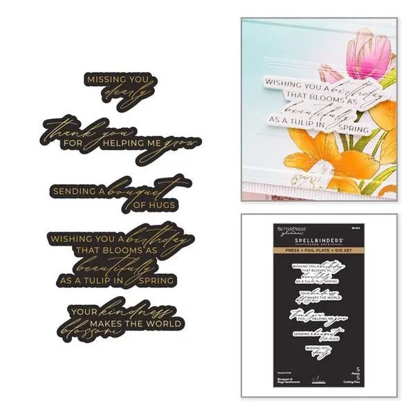 Bouquet Of Hugs Sentiments Press & Foil Plate & Die Set 1