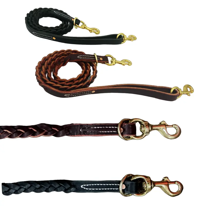 Braided Leather Lead For 1 Or 2 Dogs 1