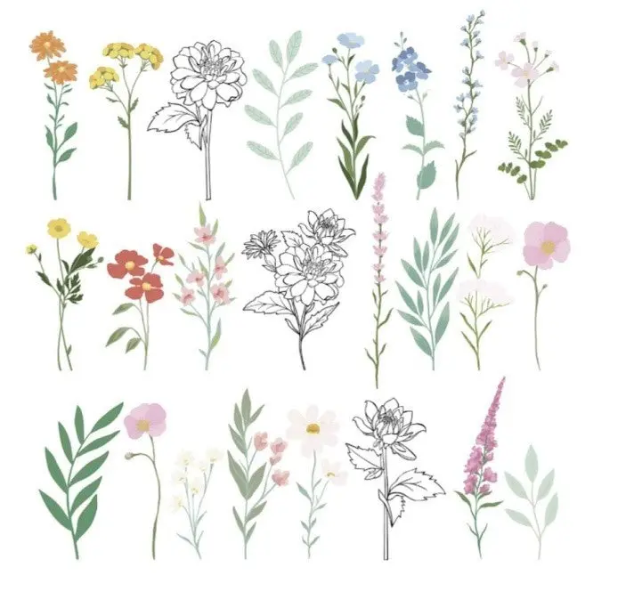 Breakfast In Bed - Die Cut Floral Stickers 1