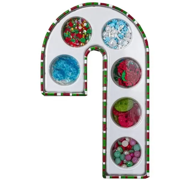 Candy Cane Gift Box Assorted Embellishments 1