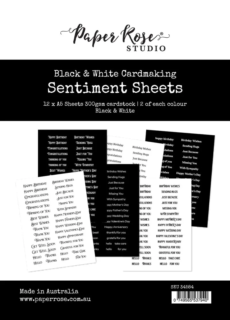Cardmaking Sentiments - Black & White 1