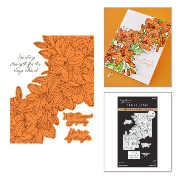 Cascading Lilies Press Plate & Die Set - April 2026 Betterpress Society 1