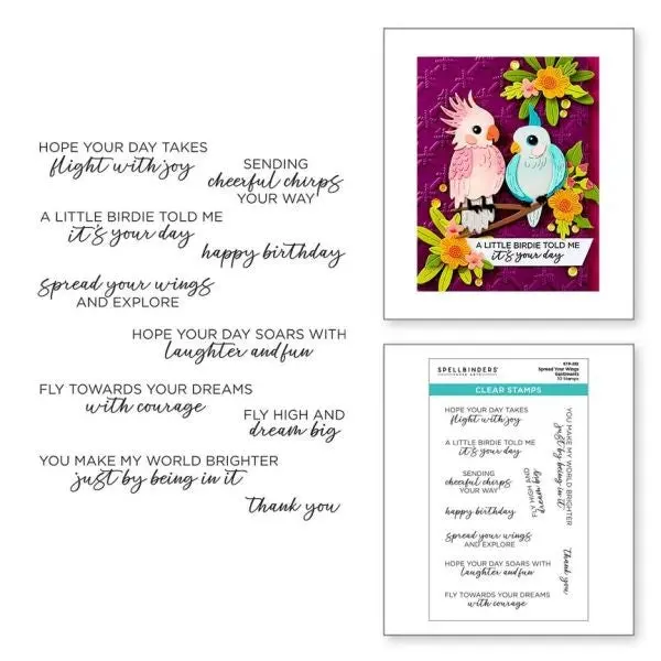 Cheerful Chirps Collection - Spread Your Wings Sentiments - Clear Stamps 1