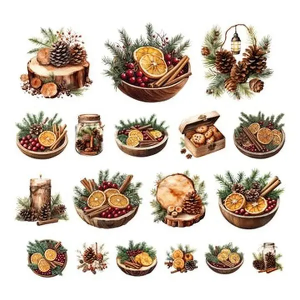 Christmas Citrus - Ephemera - Pinecone 1