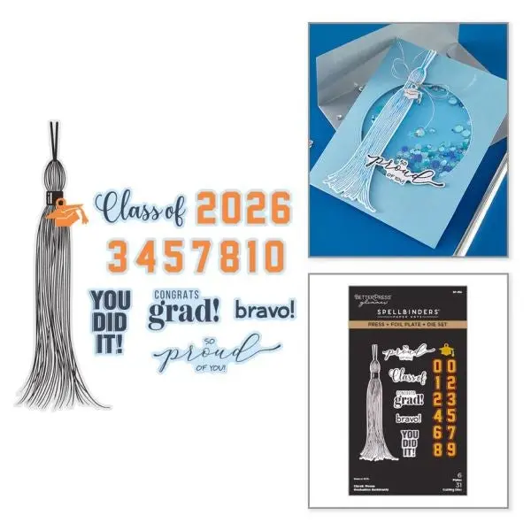 Classic Mouse Graduation Sentiments Press & Foil Plate & Die Set 1