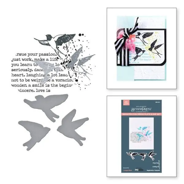 Collaged Birds Collection - Collaged Birds Betterpress Plates & Die Set 1