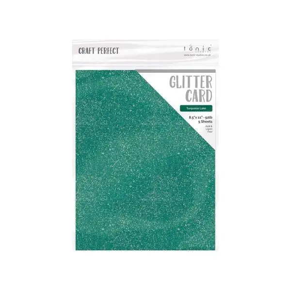 Craft Perfect Glitter Cardstock - Turquoise Lake 1