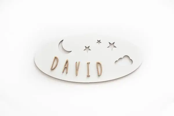 Customizable Plaque - Stars & Moon - White 1