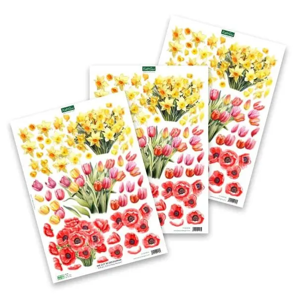 Die Cut Decoupage - Daffodil, Tulip & Poppy Bouquet 1