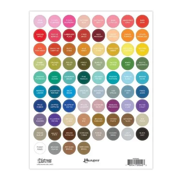 Distress Large Round Labels - White 1