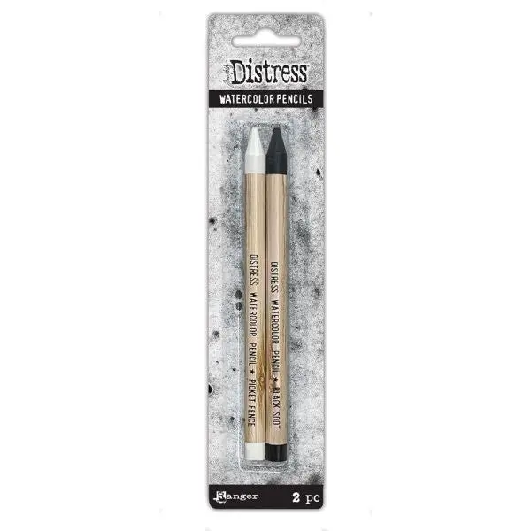 Distress Watercolor Pencils - Picket Fence & Black Soot 1