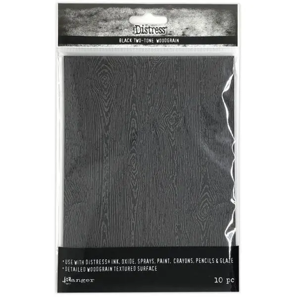 Distress Woodgrain Cardstock - Black 1