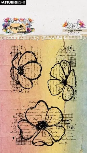 Dragonfly Dreams - Clear Stamps - Grungy Flowers 1