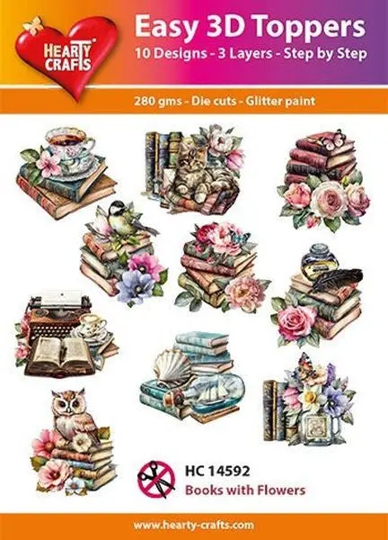 Easy 3D Toppers - Books With Flowers 1