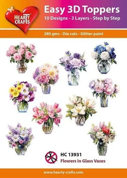 Easy 3D Toppers - Flowers In Glass Vases 1