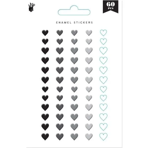 Enamel Hearts - Black/White/Grey 1
