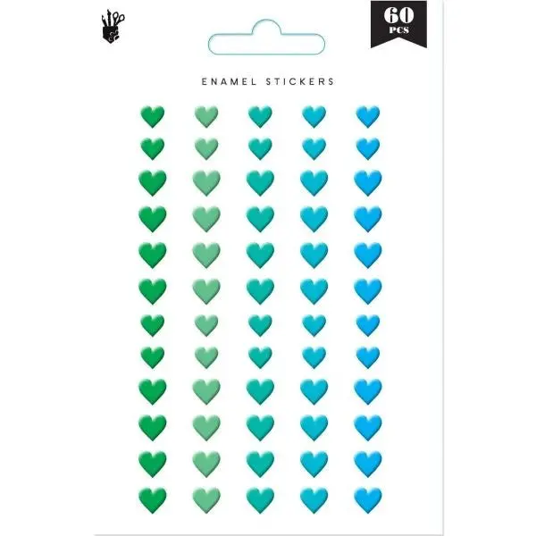 Enamel Hearts - Greens/Blues 1