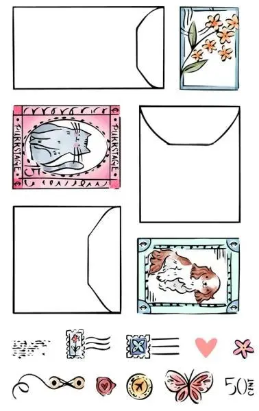 Envelope & Postage Collage - Clear Stamps 1