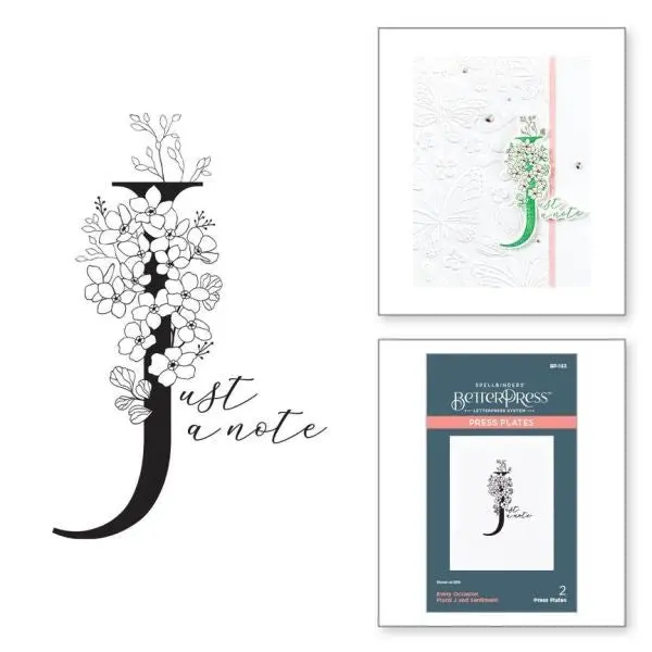 Every Occasion Floral Alphabet Collection - Floral J And Sentiment Press Plate 1