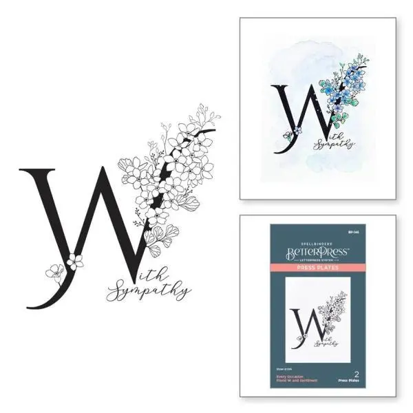 Every Occasion Floral Alphabet Collection - Floral W And Sentiment Press Plate 1