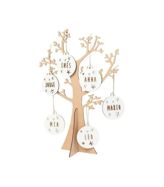 Family Tree - Natual With White Hearts - Customizable 1