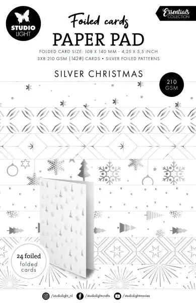 Foiled Cards Paper Pad - Silver Patterns Essentials 1