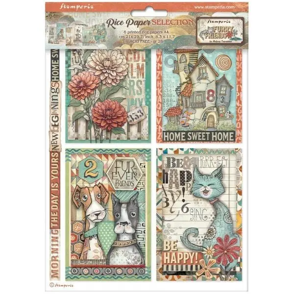 Furry Friends - A4 Rice Paper Selection 1