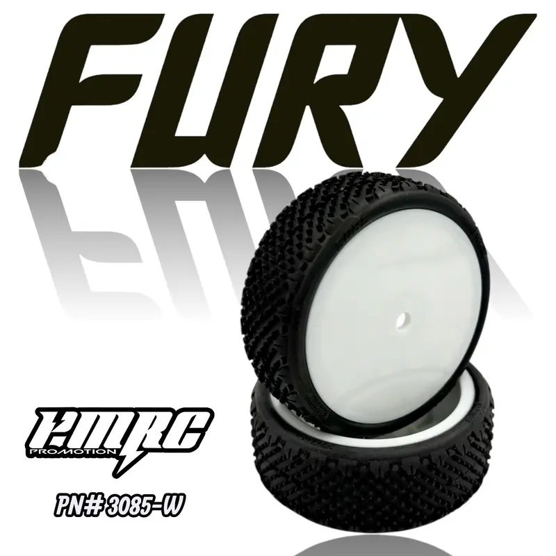 Fury Lp 2Wd 2.2'' Wide Front Carpet Tire Pre Mount White (4Wd Wheels) 1