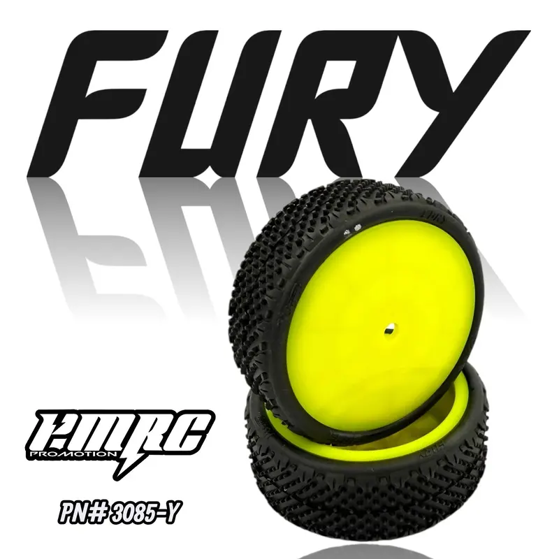 Fury Lp 2Wd 2.2'' Wide Front Carpet Tire Pre Mount Yellow (4Wd Wheels) 1