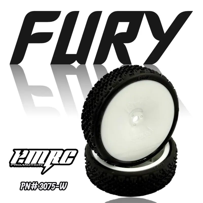 Fury Lp 2Wd Slim Front Carpet Tire Pre Mount White 1