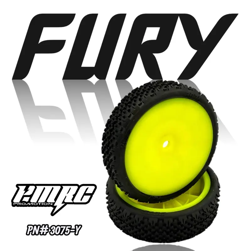 Fury Lp 2Wd Slim Front Carpet Tire Pre Mount Yellow 1