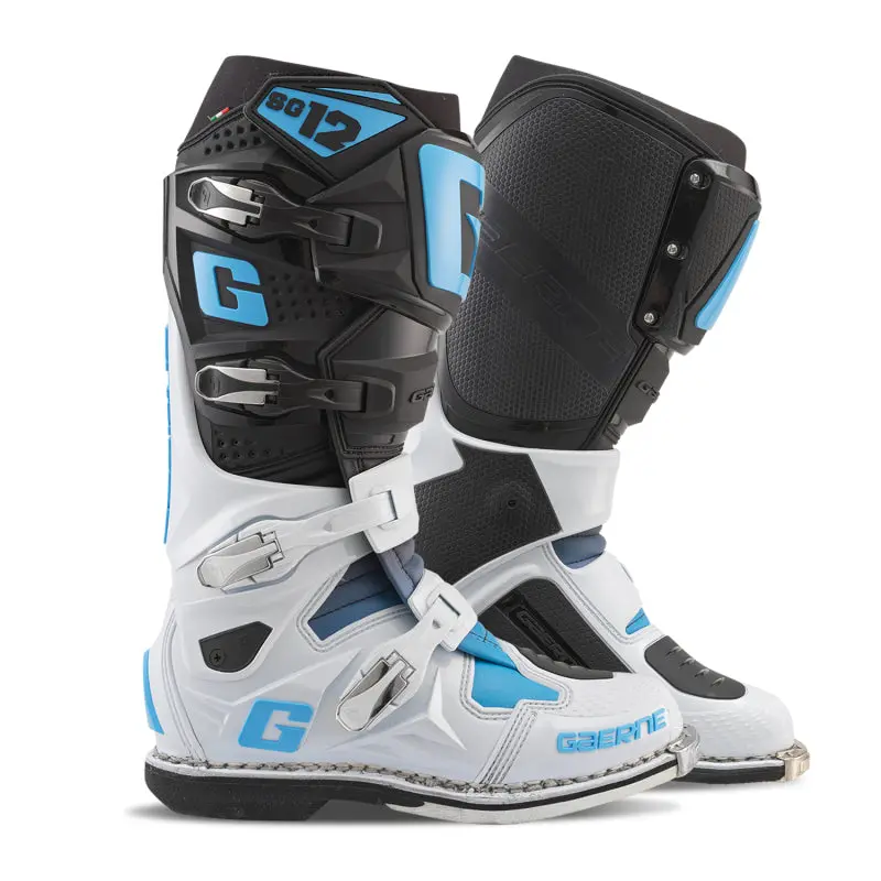 Gaerne Sg12 Motocross Boots - Black White Carolina Blue (Le) 1