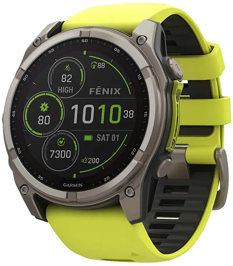 Garmin Fenix 8 Solar Yellow/Graphite Band Sunlight-Visible/Transflective Mip Display Compatible W/ Iphone/Android 1