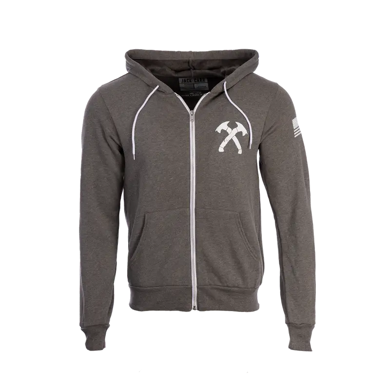 Gray Crossed Hawks Zip Up Hoodie 1